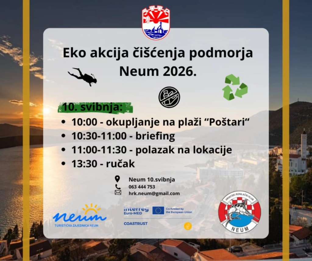 Eko akcija čišćenja podmorja – Neum 2026. poziva sve da se priključe u misiji lijepog i čistog mora